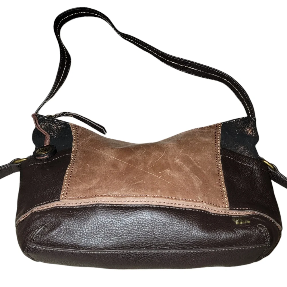The Sak Women's 2 Tone Brown Pebbled Leather Hobo Shoulder Bag